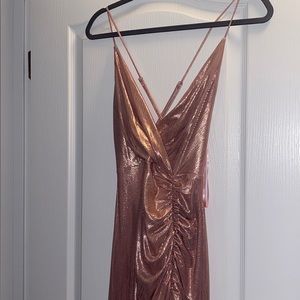 Spaghetti strap, Ruched, mermaid dress